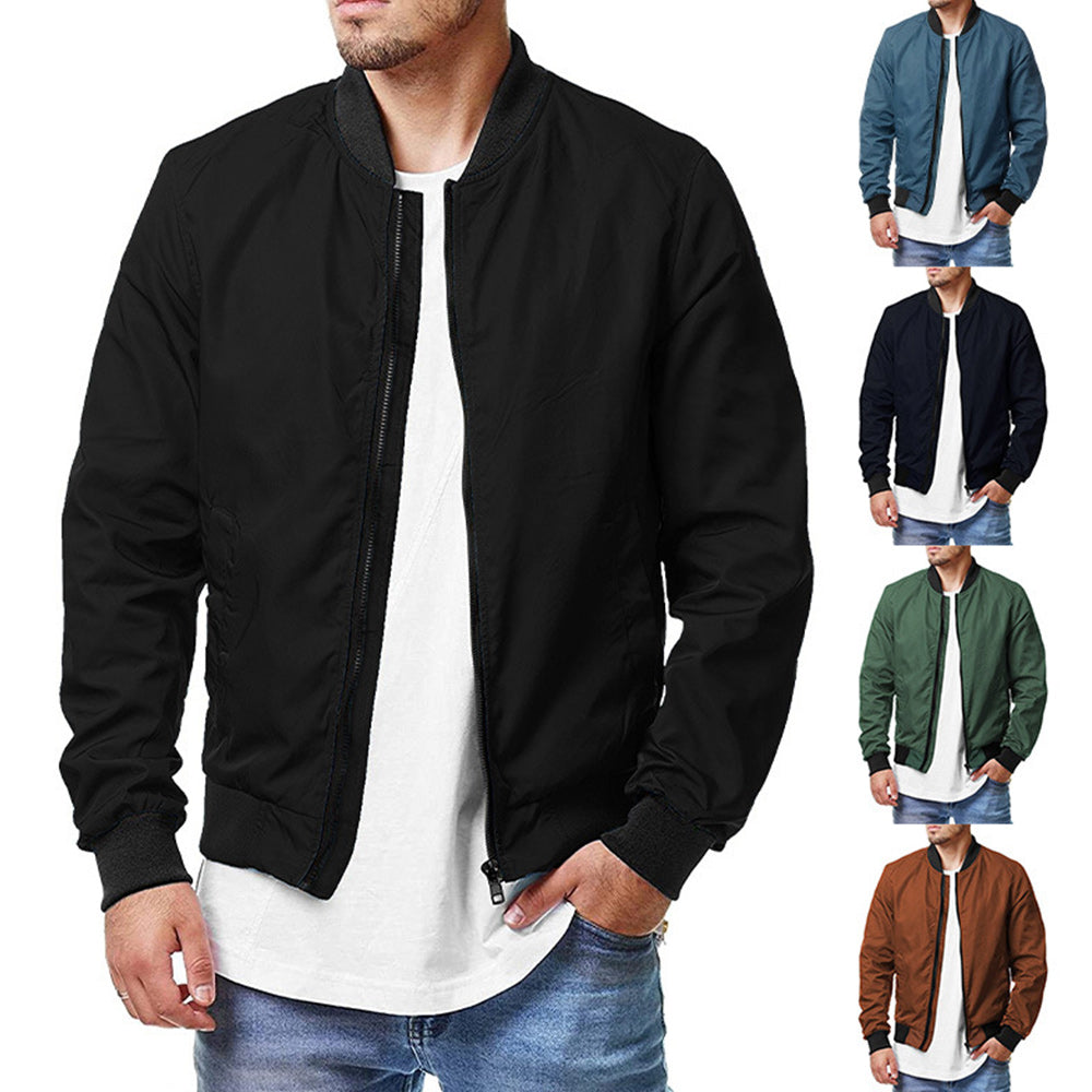 Men Bomber Jacket Zip Up Casual Plus Size Jacket