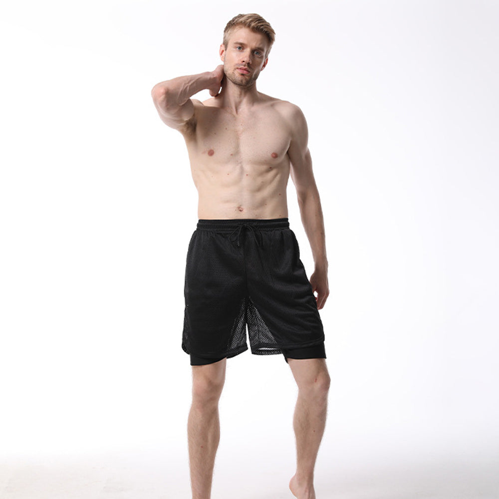 Men's double-layer sweat shorts